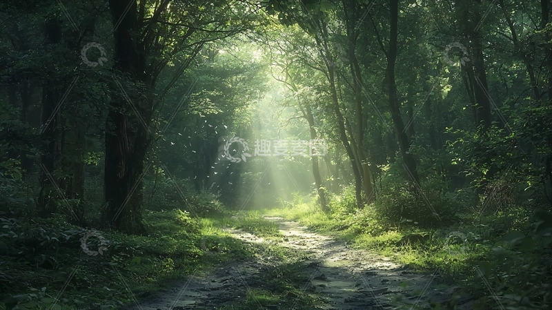 高清大图下载【趣麦麦图】森林阳光小路
