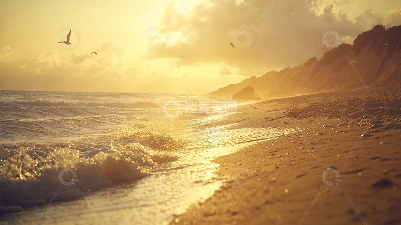 高清大图下载【趣麦麦图】海边日落