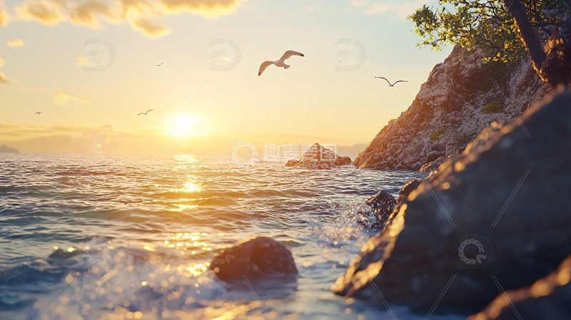 高清大图下载【趣麦麦图】日出海景