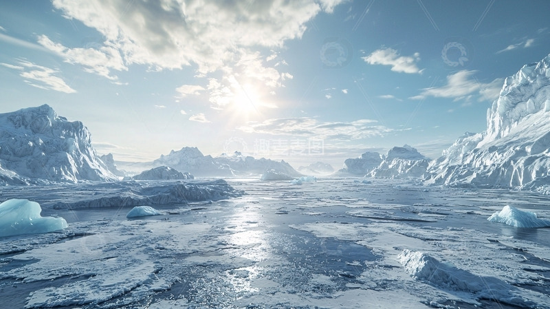 高清大图下载【趣麦麦图】极地冰川壮阔景色