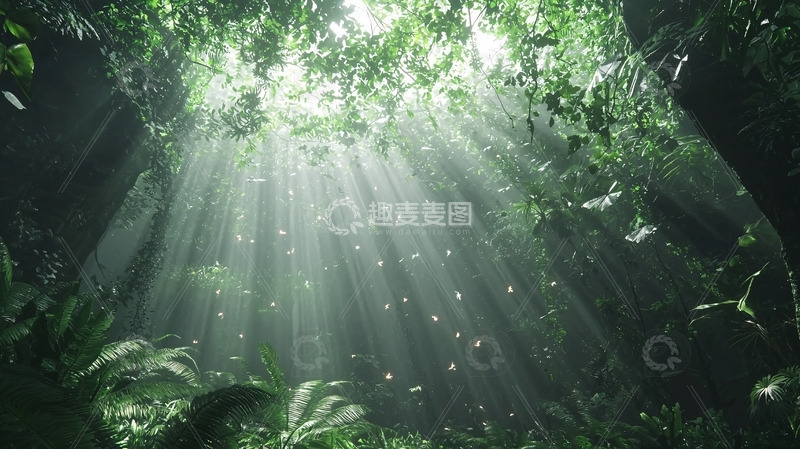 高清大图下载【趣麦麦图】阳光透过树林