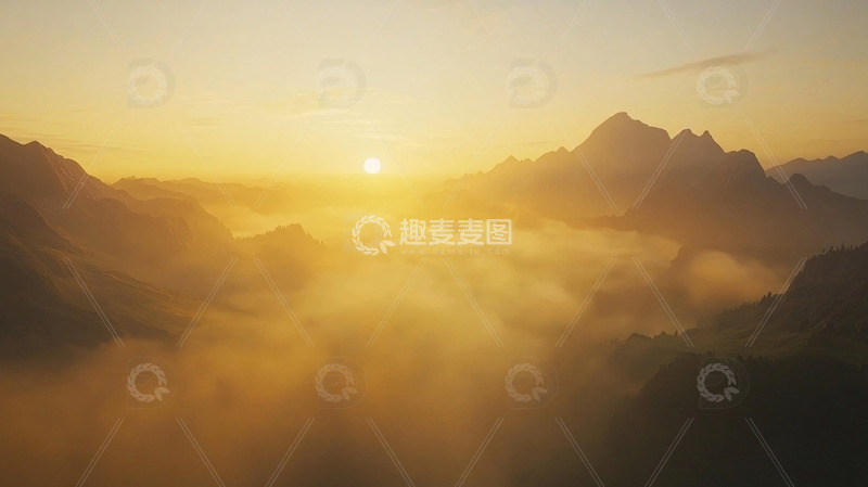 高清大图下载【趣麦麦图】日出山峰云海
