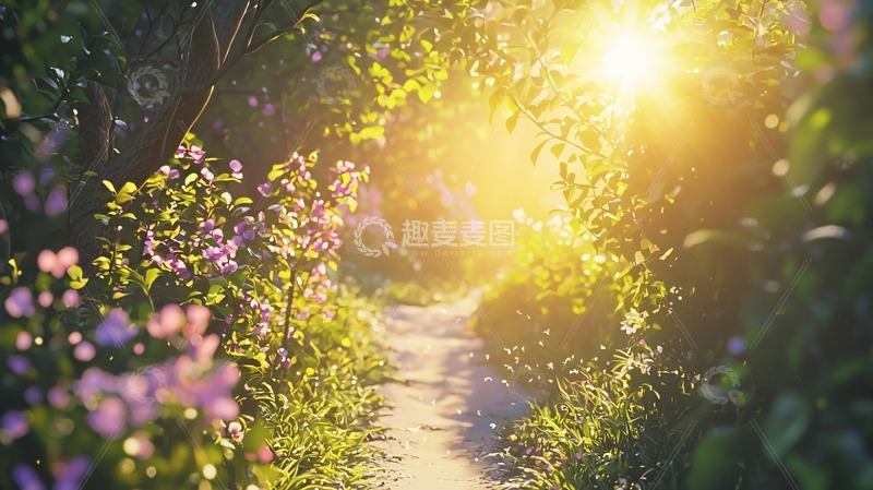高清大图下载【趣麦麦图】阳光森林小路