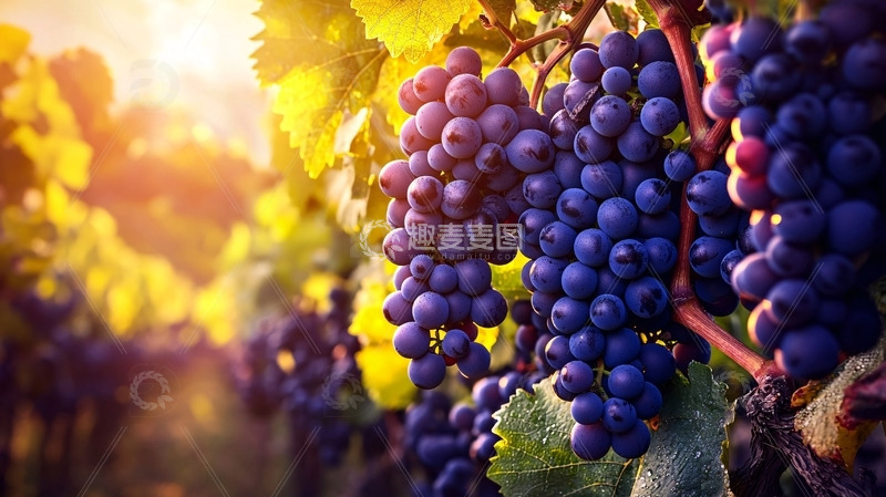 高清大图下载【趣麦麦图】阳光下成熟的紫葡萄