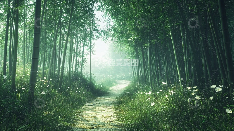 高清大图下载【趣麦麦图】竹林小路