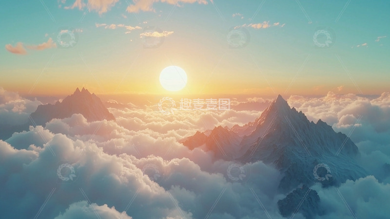 高清大图下载【趣麦麦图】云海日落山峰