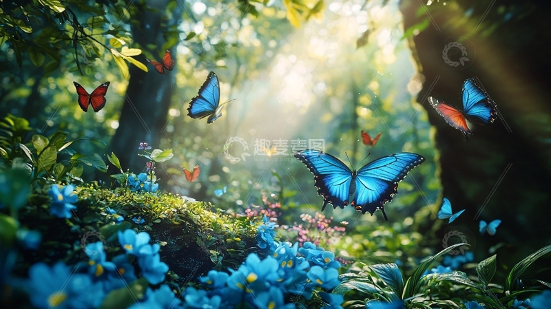高清大图下载【趣麦麦图】梦幻森林蝴蝶