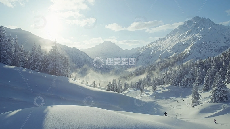 高清大图下载【趣麦麦图】阳光雪山