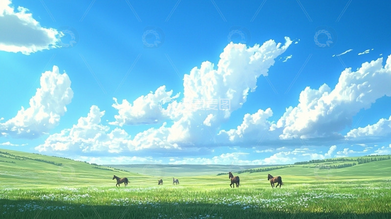 高清大图下载【趣麦麦图】草原骏马