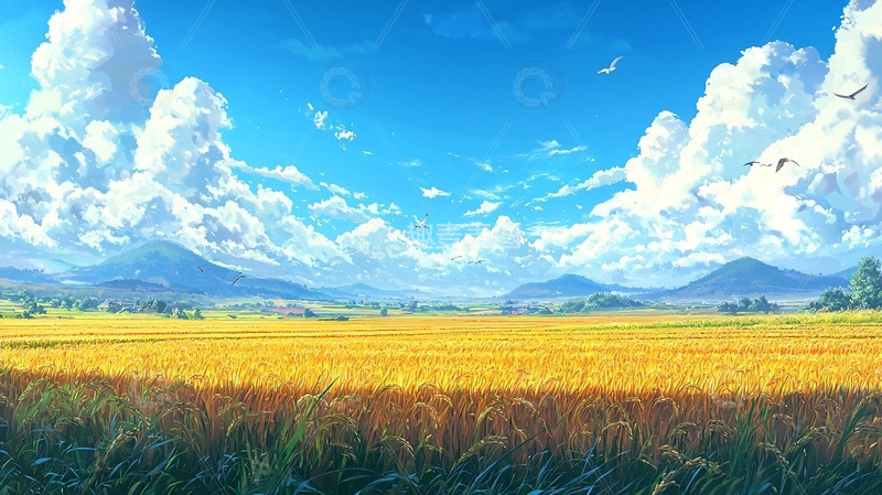 高清大图下载【趣麦麦图】阳光明媚的麦田风光