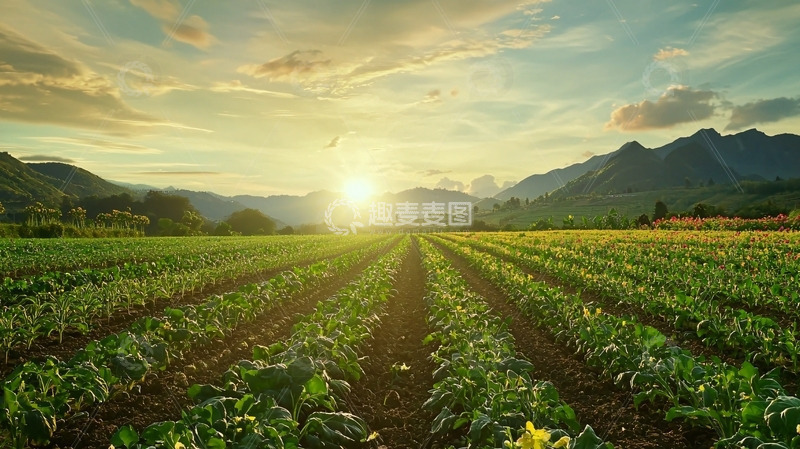 高清大图下载【趣麦麦图】田园风光日落美景