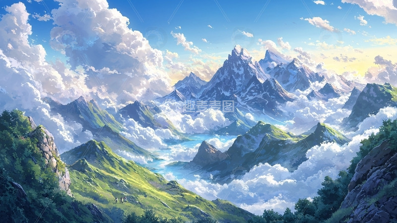 高清大图下载【趣麦麦图】云海仙山