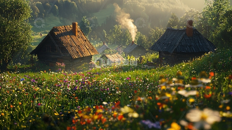 高清大图下载【趣麦麦图】山间田园小屋