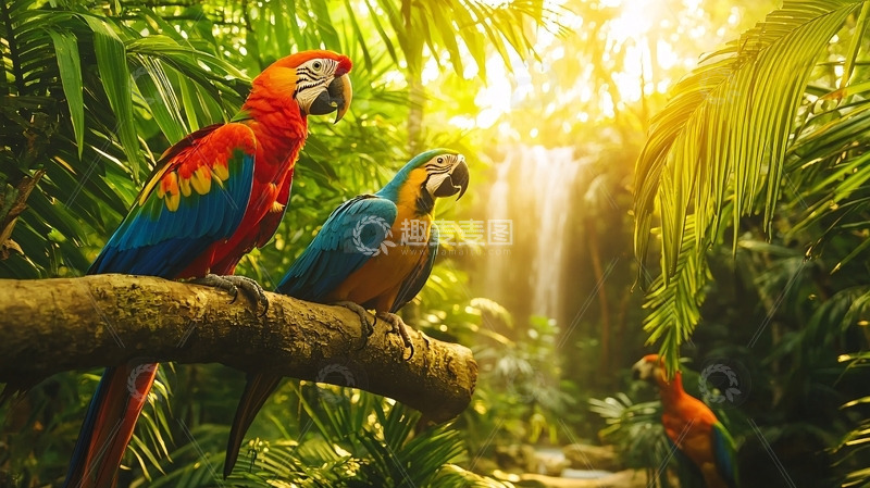 高清大图下载【趣麦麦图】热带雨林金刚鹦鹉