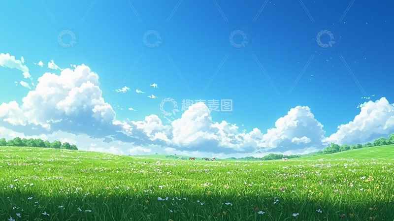 高清大图下载【趣麦麦图】阳光明媚的绿色草原