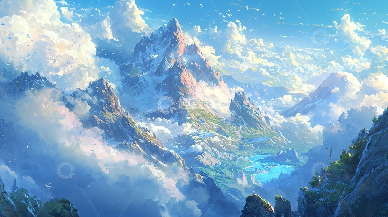 高清大图下载【趣麦麦图】云海仙山1