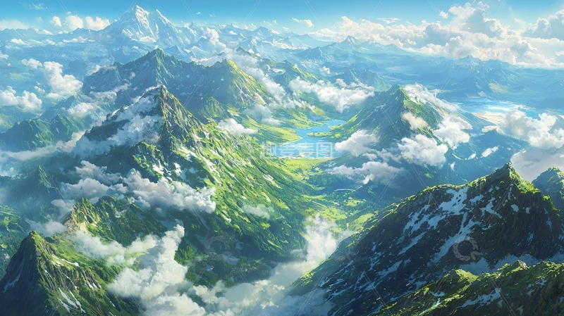 高清大图下载【趣麦麦图】云海山峰全景图