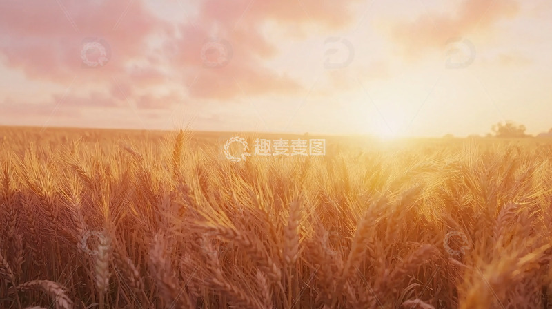 高清大图下载【趣麦麦图】金色麦田日落
