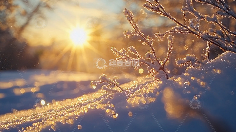 高清大图下载【趣麦麦图】冬日暖阳下的雪景