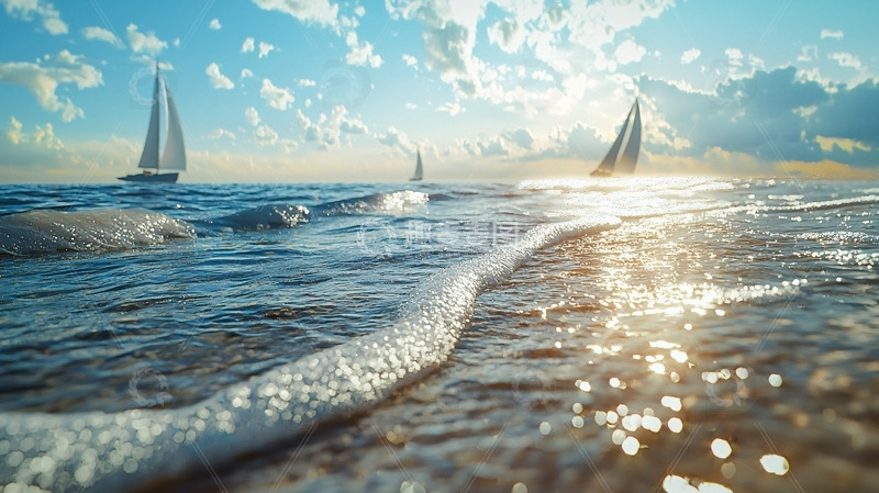 高清大图下载【趣麦麦图】阳光沙滩帆船海景