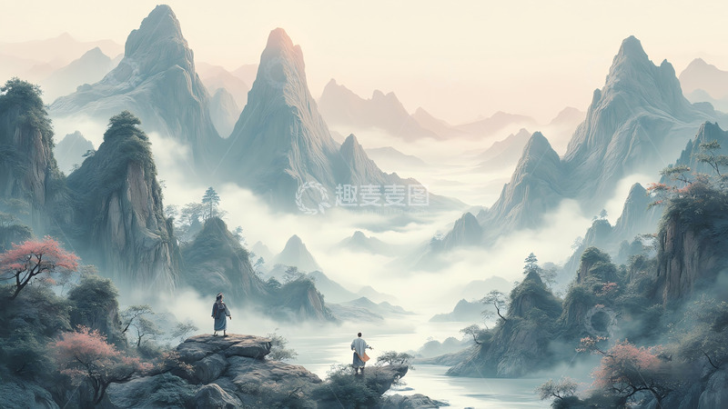 高清大图下载【趣麦麦图】 范宽溪山行旅图 