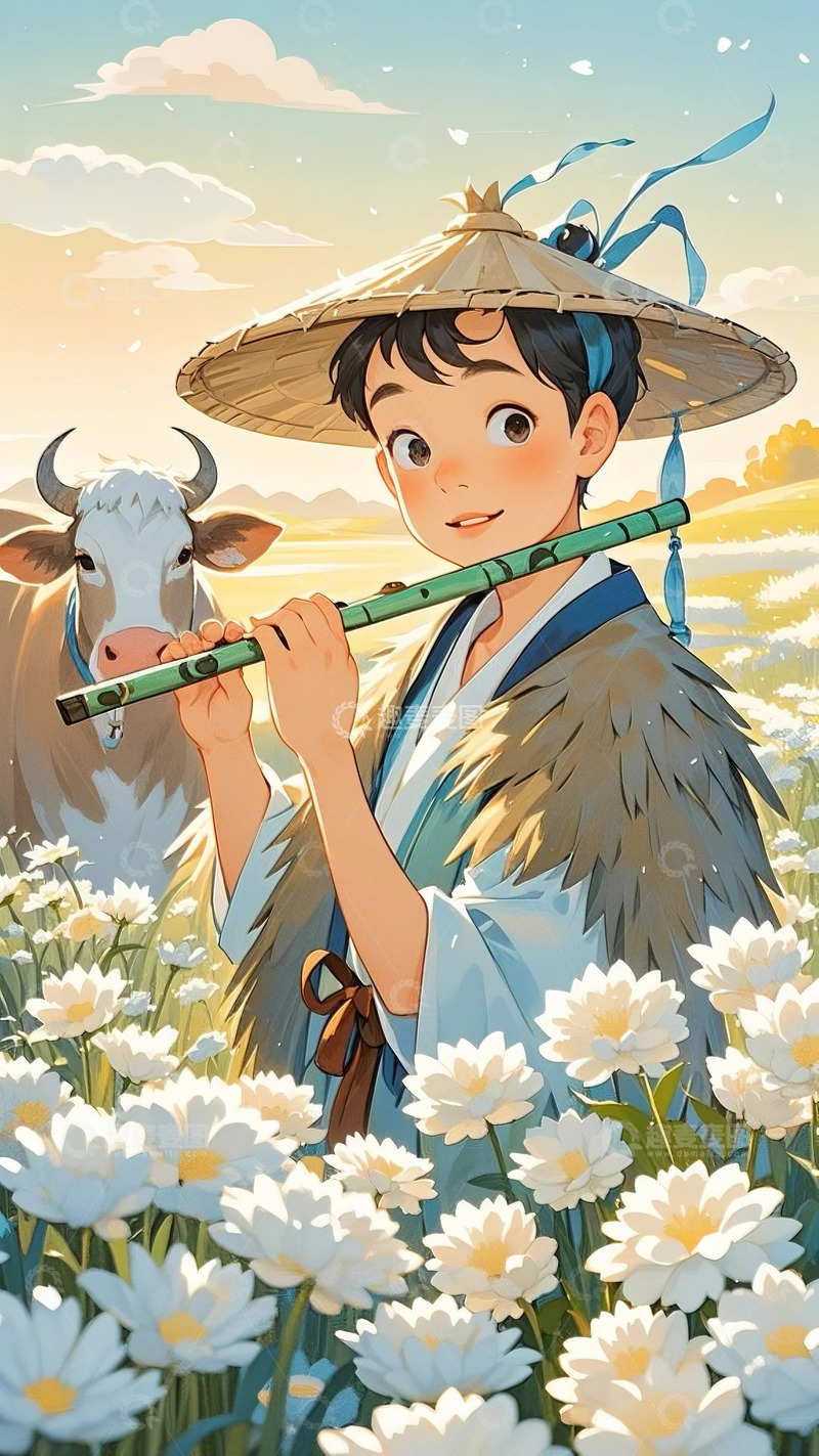 高清大图下载【趣麦麦图】清明 放牛娃  节气 