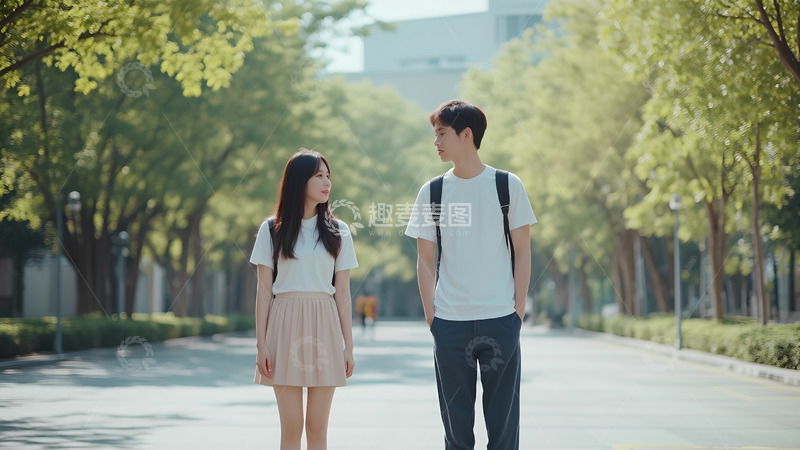 高清大图下载【趣麦麦图】大学生情侣男女校园人像摄影图