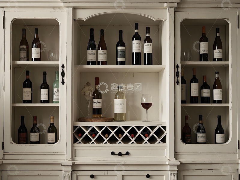 高清大图下载【趣麦麦图】白色欧式玻璃门酒柜陈列