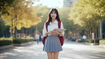 大学生女生校园人像摄影图
