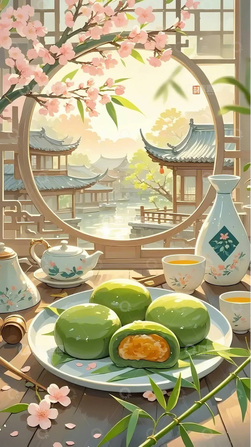 高清大图下载【趣麦麦图】清明 青团  节气 15