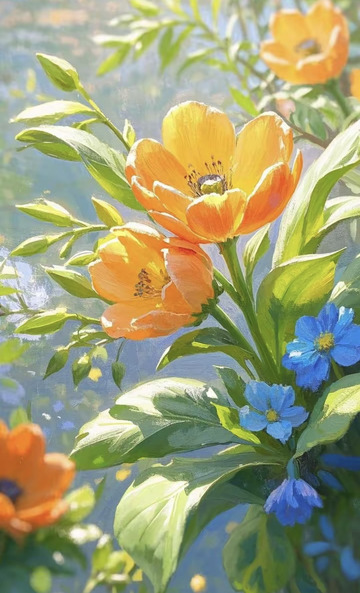 一幅颜色鲜艳的油彩画