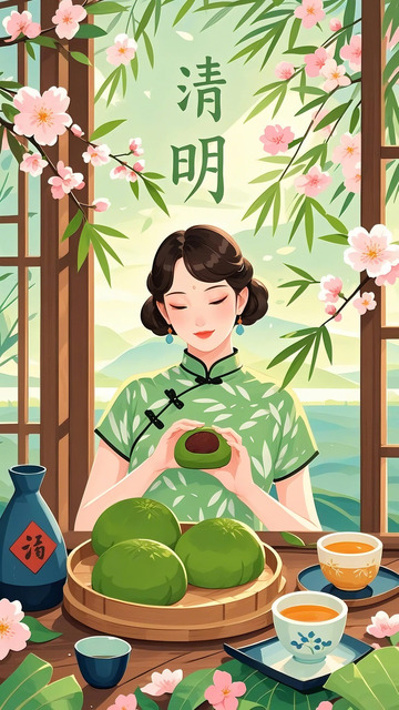 清明 青团   旗袍 女生1