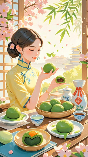 清明 青团   旗袍 女生3