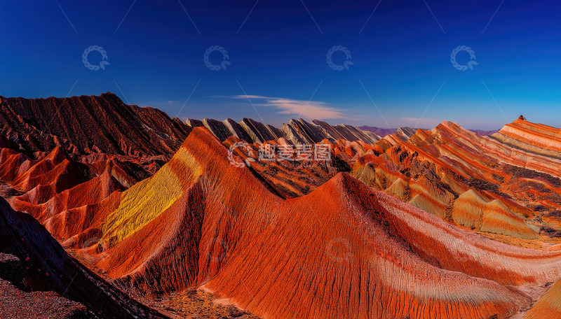 高清大图下载【趣麦麦图】蓝天之下绚丽多姿的七彩丹霞地貌