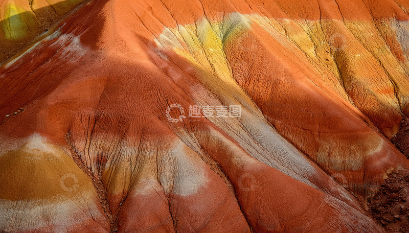 高清大图下载【趣麦麦图】色彩交错的绚丽丹霞地貌特写