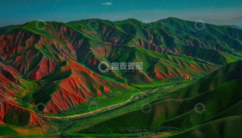 高清大图下载【趣麦麦图】绿谷红崖交织的绝美山川景致