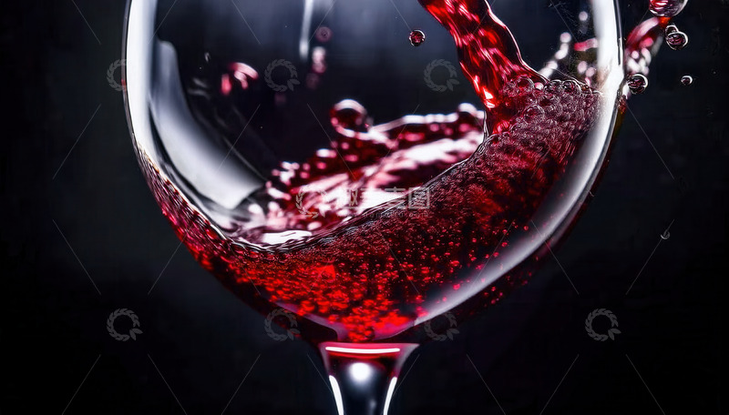 高清大图下载【趣麦麦图】红酒倾入高脚杯泛起气泡的画面