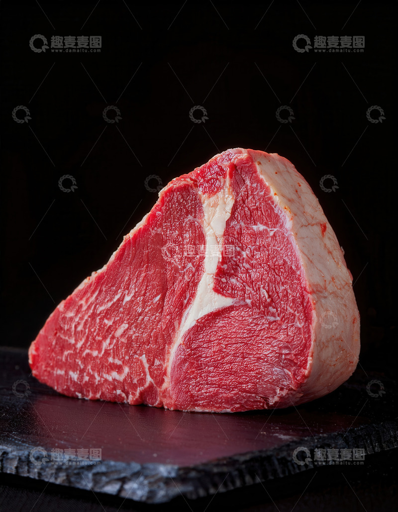 高清大图下载【趣麦麦图】黑石板上待烹饪的鲜嫩牛肉块