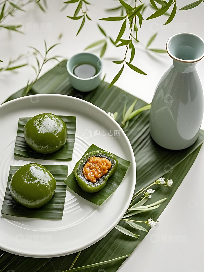 高清大图下载【趣麦麦图】清明节青团艾草高清摄影图5