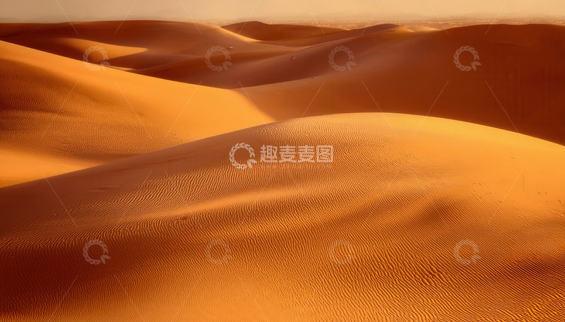 高清大图下载【趣麦麦图】夕晖中连绵涌动的金色沙海