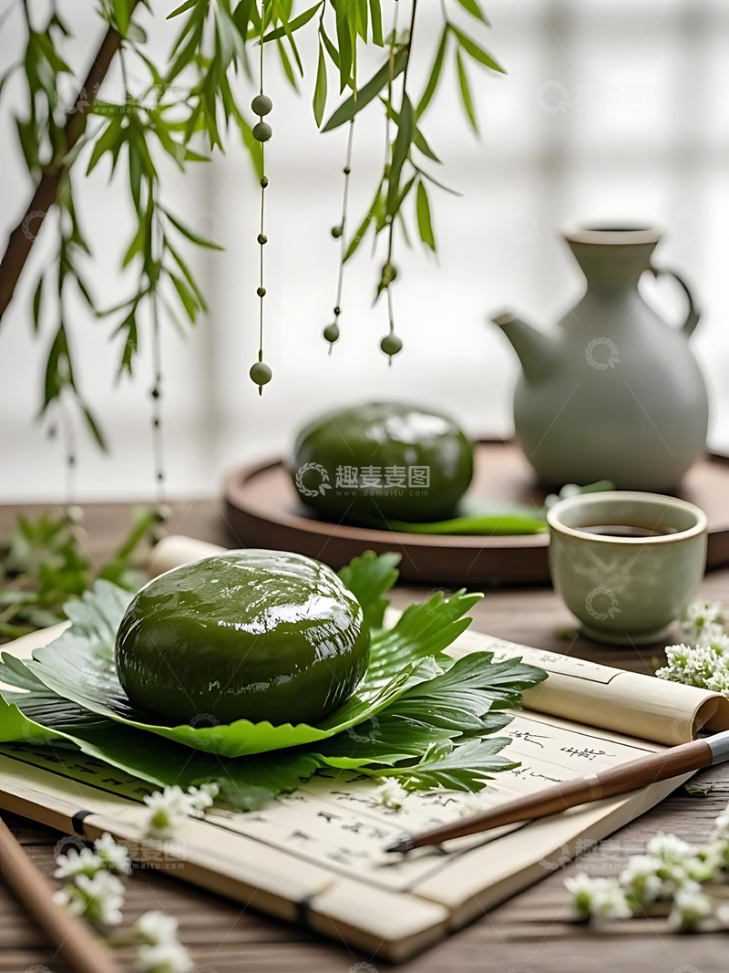 高清大图下载【趣麦麦图】清明节青团艾草高清摄影图2