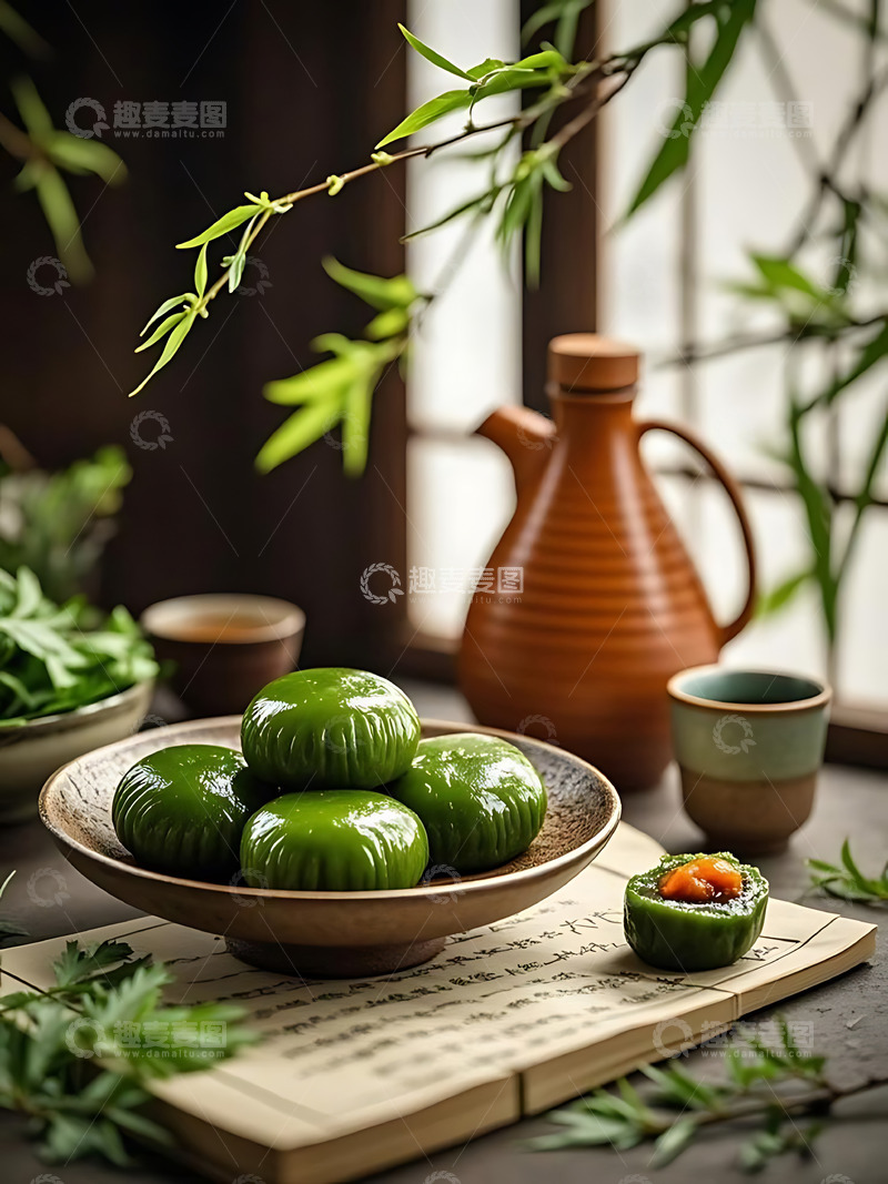 高清大图下载【趣麦麦图】清明节青团艾草高清摄影图6