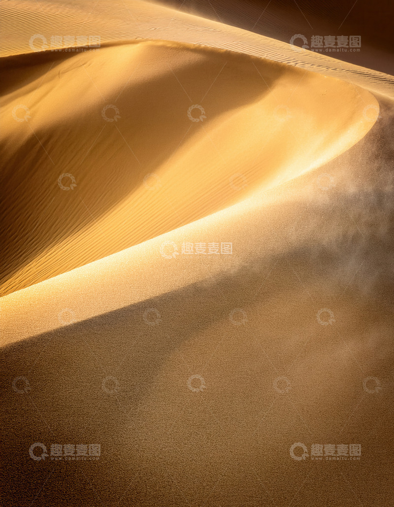 高清大图下载【趣麦麦图】光影下流动质感的迷人金色沙丘