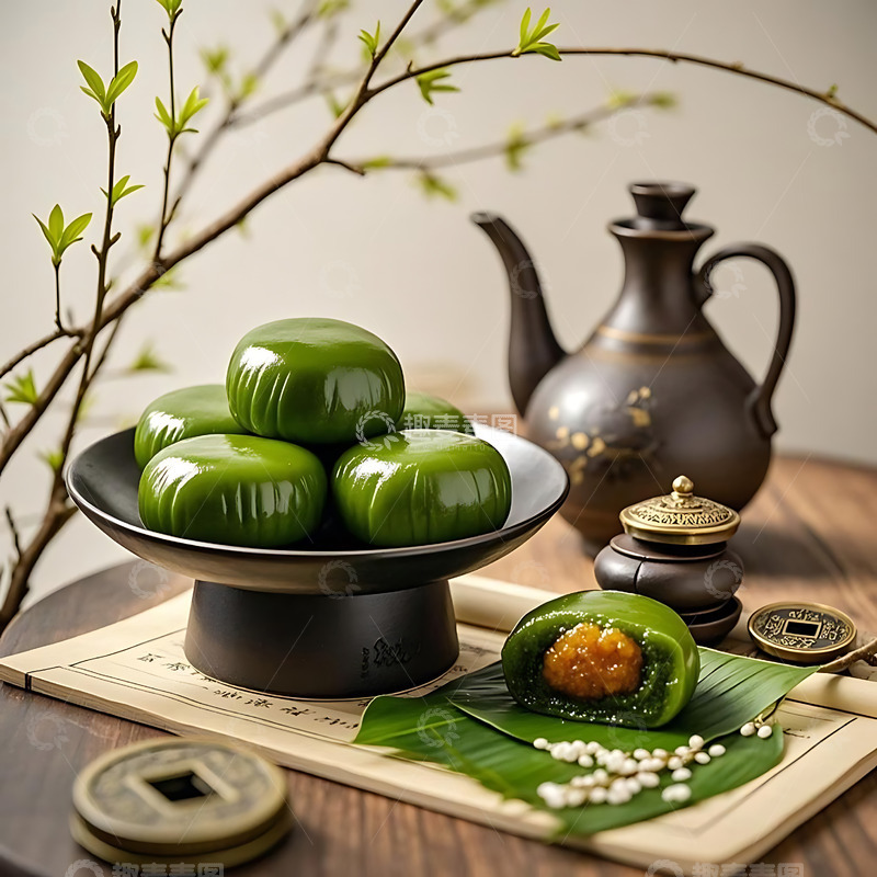 高清大图下载【趣麦麦图】清明节青团艾草高清摄影图15
