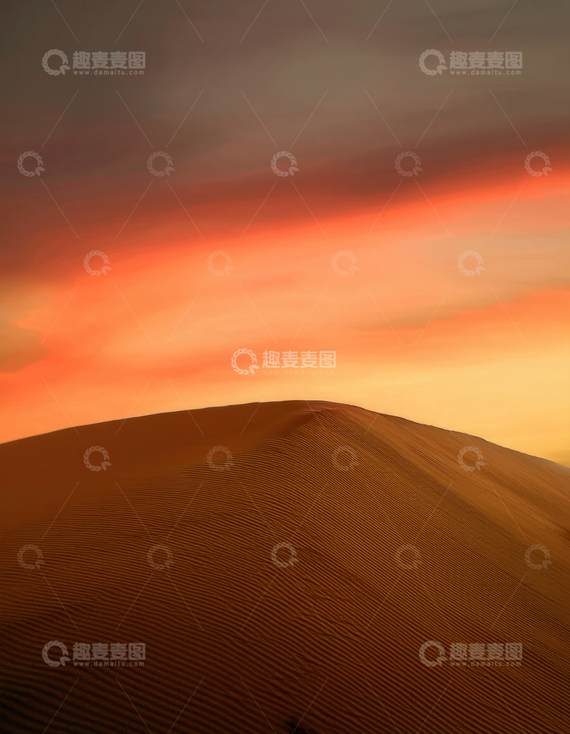 高清大图下载【趣麦麦图】夕照下沙丘与绚烂云霞的邂逅