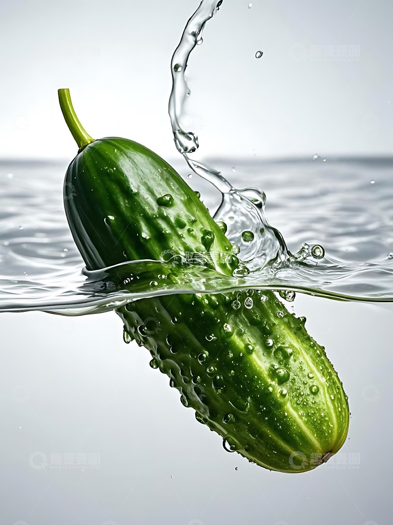 高清大图下载【趣麦麦图】高清蔬菜黄瓜水中摄影图