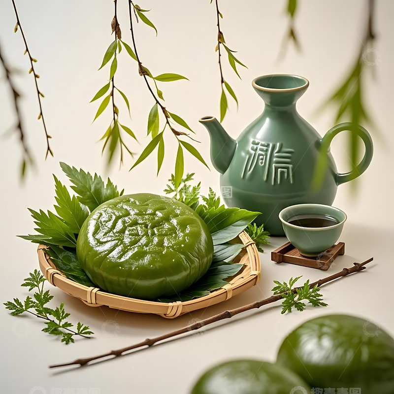 高清大图下载【趣麦麦图】清明节青团艾草高清摄影图