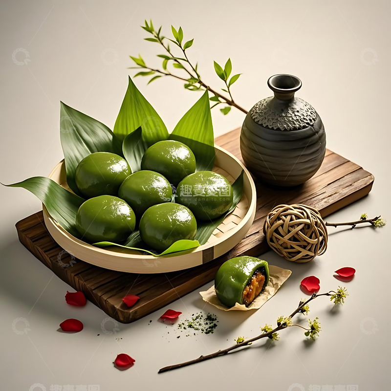 高清大图下载【趣麦麦图】清明节青团艾草高清摄影图12