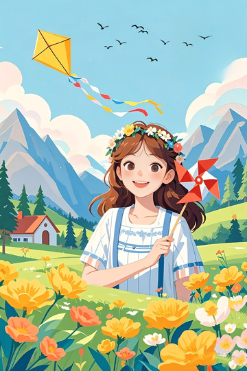 卡通插画春分插画背景