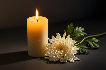 烛与白菊寄情思清明节摄影